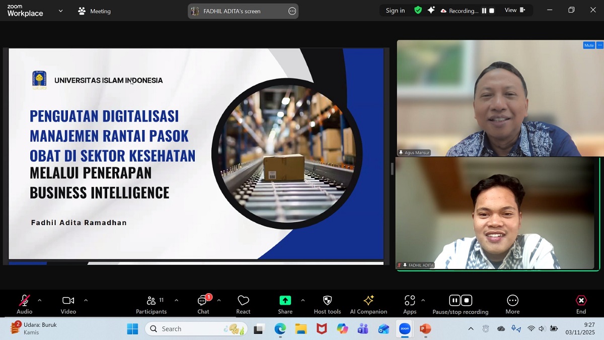 Fadhil Adita dan Agus Mansur saat menjelaskan hasil penelitiannya kepada wartawan secara virtual. (foto : istimewa)