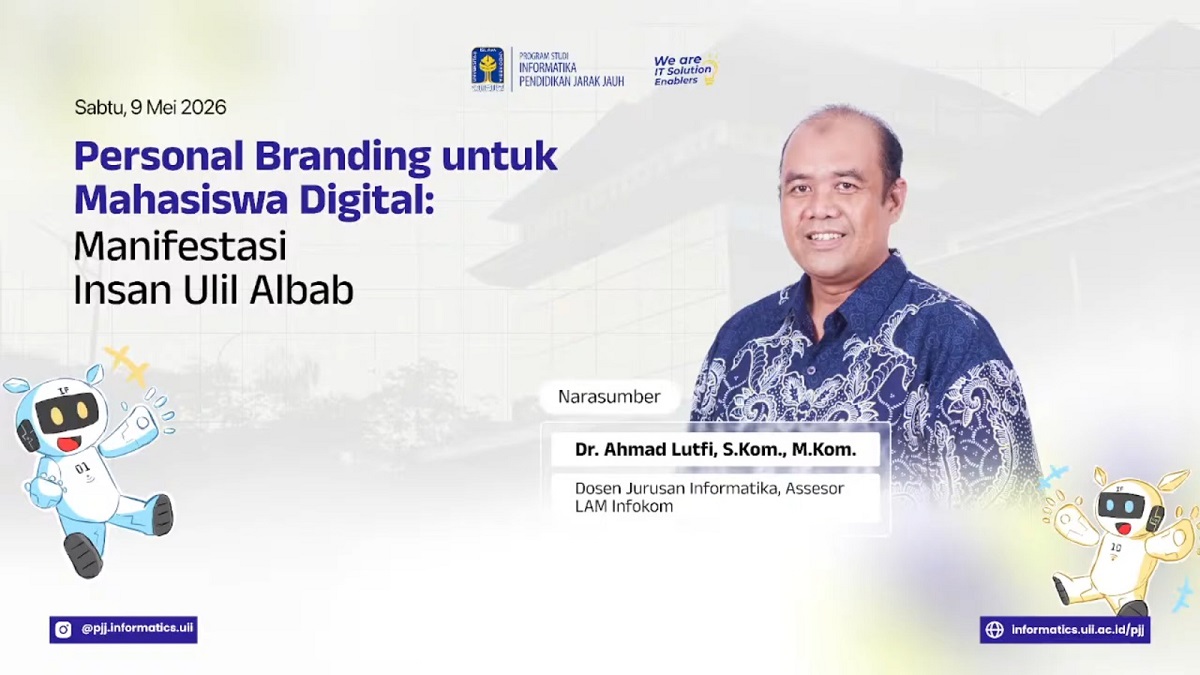 Ahmad Luthfi saat menyampaikan materi webinar Personal Branding untuk Mahasiswa Digital,' Sabtu (9/5/2026). (foto : istimewa)