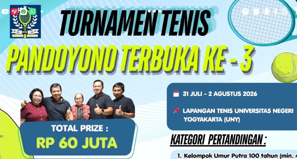 Leaflet TurnamenTenis Pandoyono Terbuka 3 tahun 2026. (foto : istimewa)